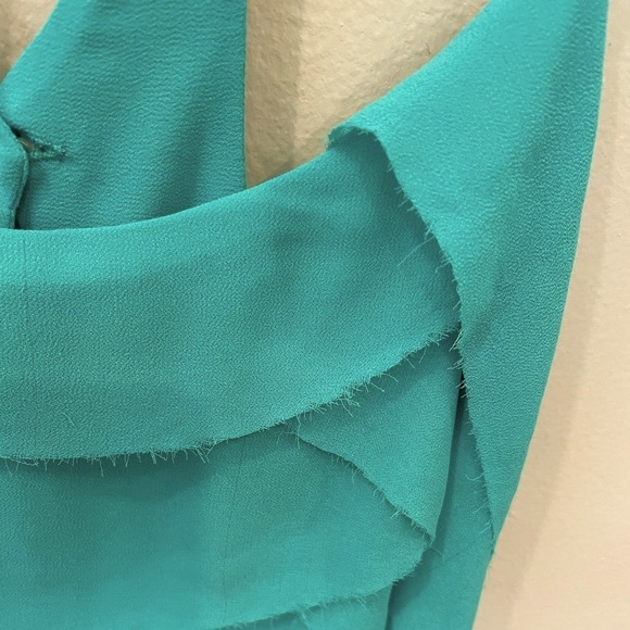 Aqua Halter Tank Top Strappy Ruffle Flutter Scoop Neck Mermaid Nautical Dressy - Picture 4 of 7